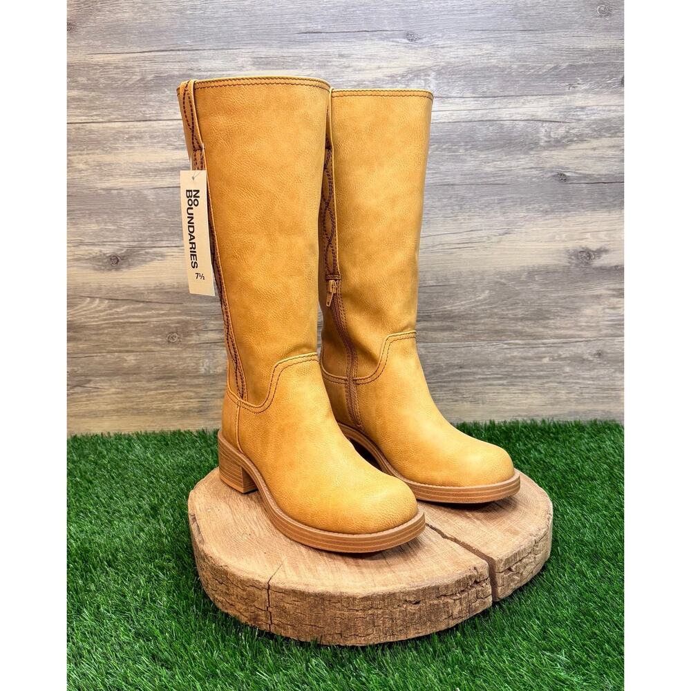 NEW No Boundaries Women - Size 7.5 - Tan Campus Style Stitch Mid Calf Boots